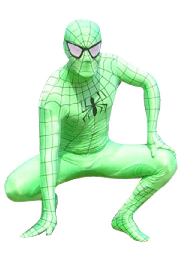 Halloween Costume Light Green Spiderman Zentai - Click Image to Close